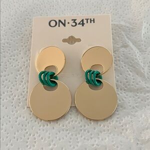 ON 34th Gold and Teal Circle Earrings